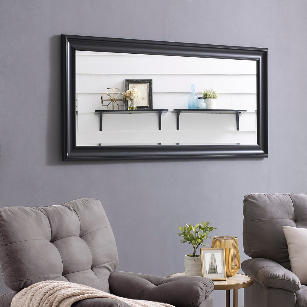 Specchio alto, specchio a figura intera, specchio di grandi dimensioni, cornice liscia in finto legno, specchio rettangolare da parete