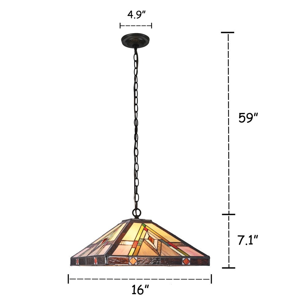 Pendente Tiffany in bronzo nerastro a 2 luci