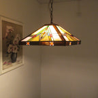 Pendente Tiffany in bronzo nerastro a 2 luci