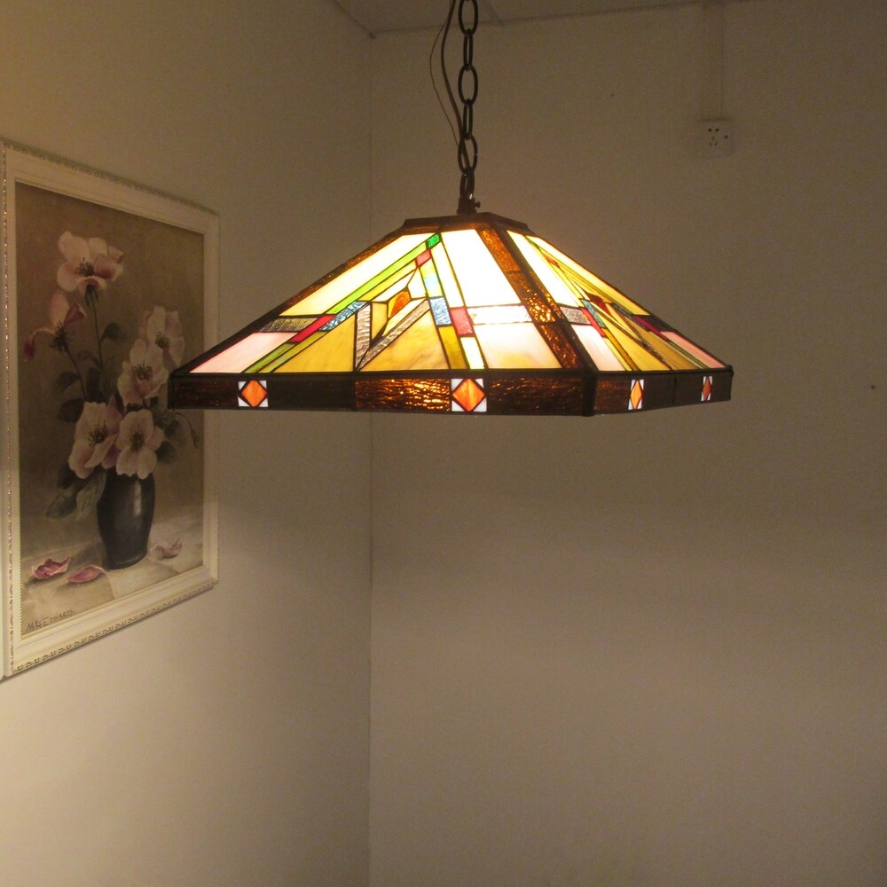 Pendente Tiffany in bronzo nerastro a 2 luci