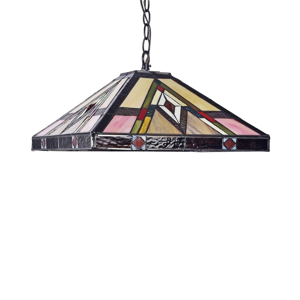 Pendente Tiffany in bronzo nerastro a 2 luci