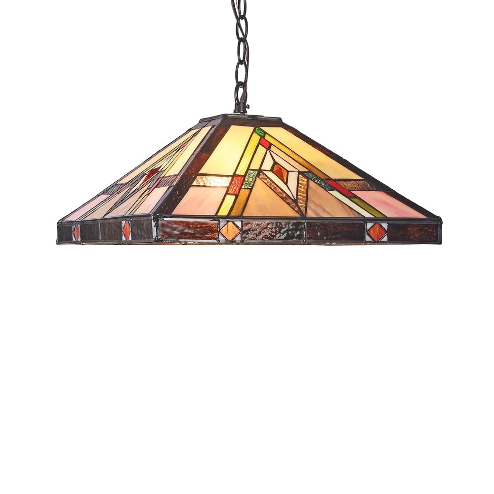 Pendente Tiffany in bronzo nerastro a 2 luci