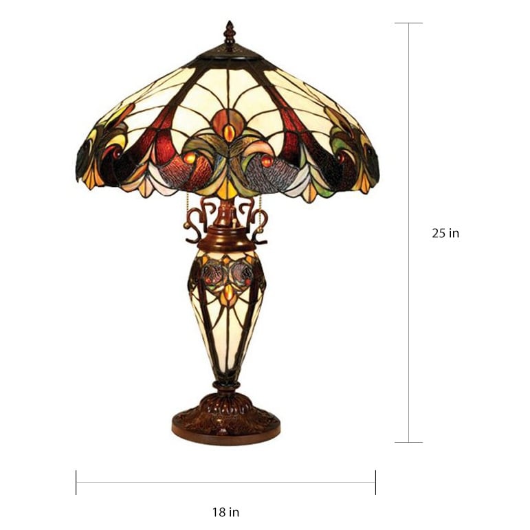 Lampada da tavolo vittoriana in stile Tiffany a 2+1 luci