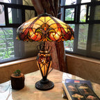 Lampada da tavolo vittoriana in stile Tiffany a 2+1 luci