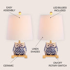 Lampada da tavolo in ceramica Tiki 16, blu/bianca (set da 2) di JONATHAN Y