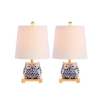 Lampada da tavolo in ceramica Tiki 16, blu/bianca (set da 2) di JONATHAN Y