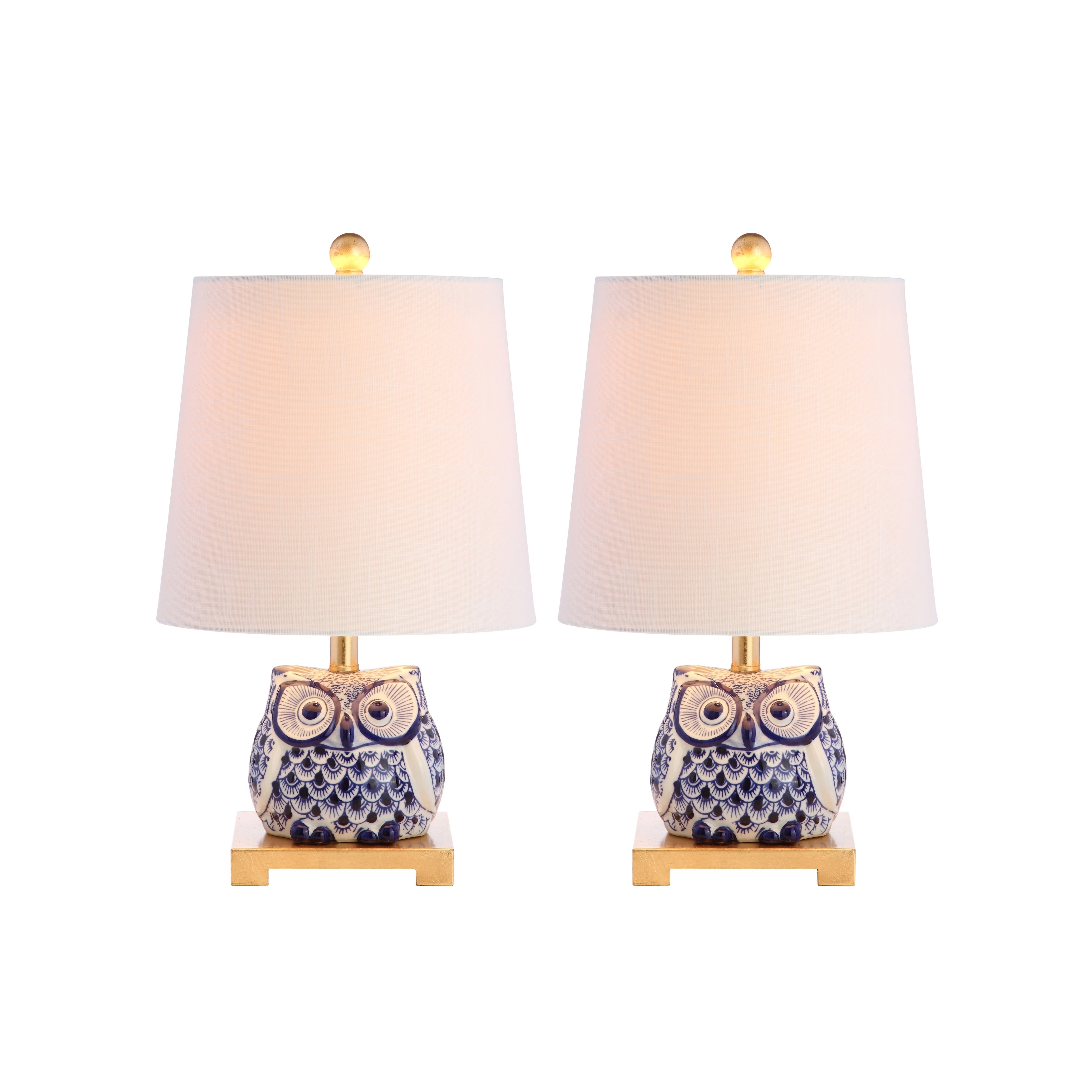 Lampada da tavolo in ceramica Tiki 16, blu/bianca (set da 2) di JONATHAN Y