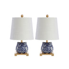 Lampada da tavolo in ceramica Tiki 16, blu/bianca (set da 2) di JONATHAN Y