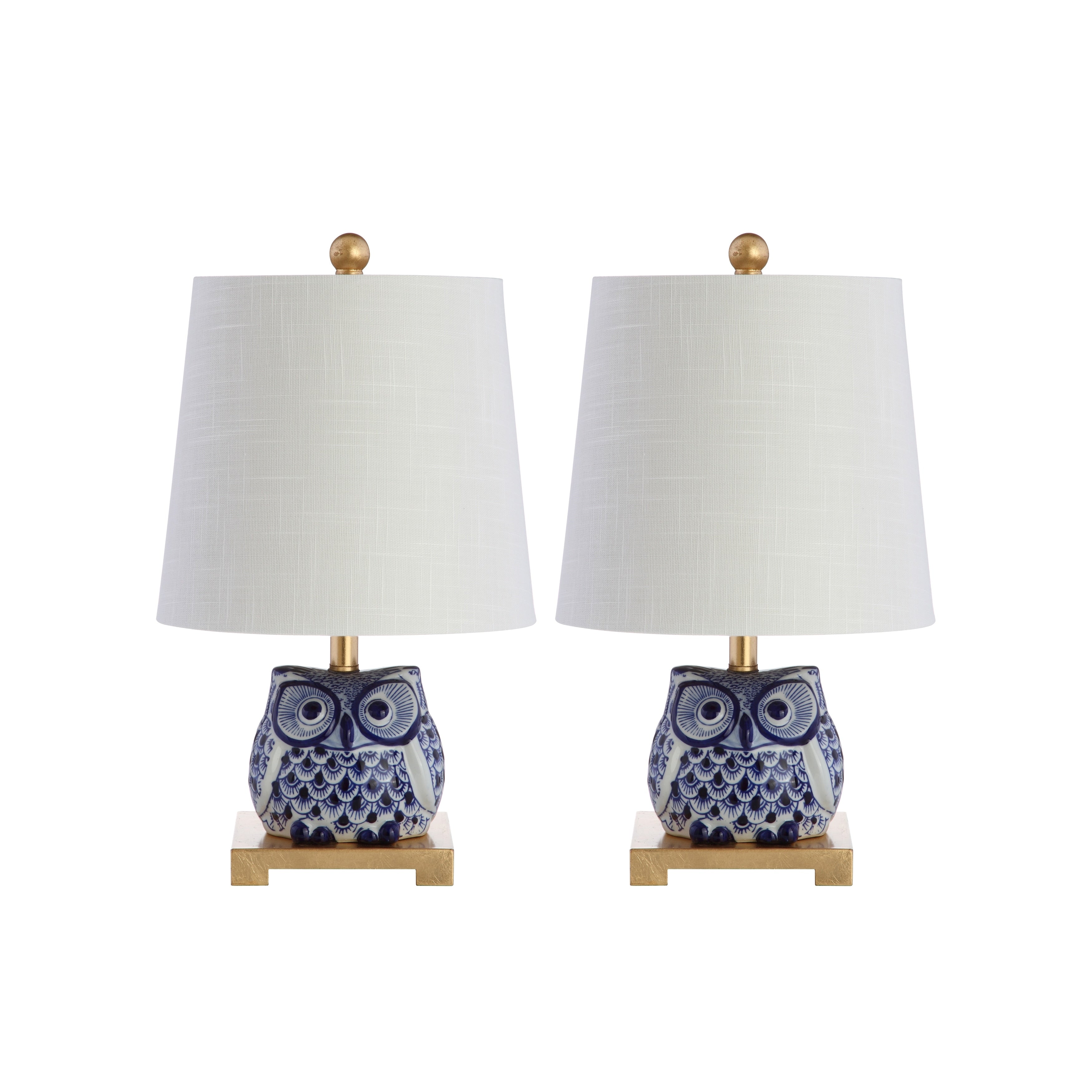 Lampada da tavolo in ceramica Tiki 16, blu/bianca (set da 2) di JONATHAN Y