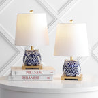 Lampada da tavolo in ceramica Tiki 16, blu/bianca (set da 2) di JONATHAN Y