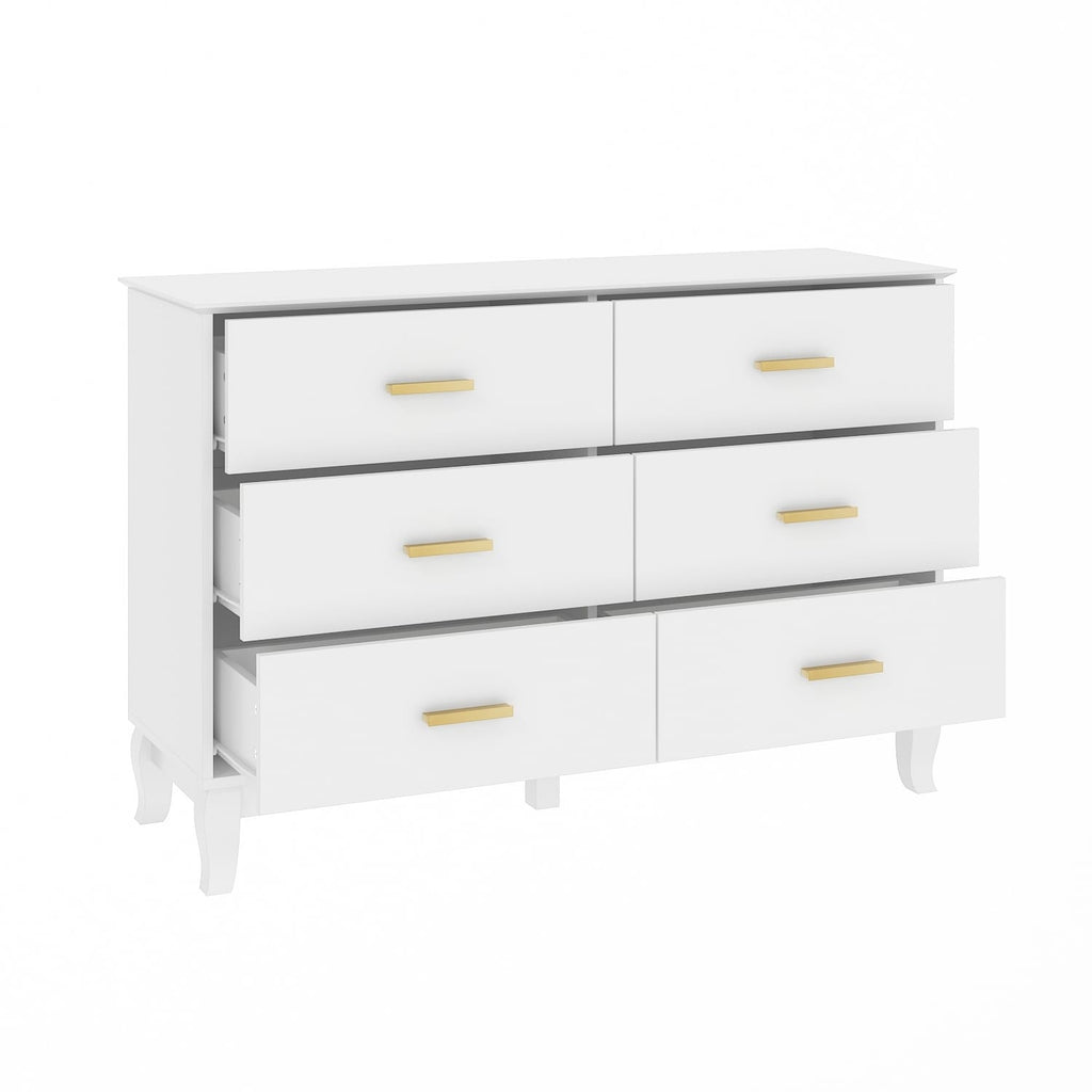 Cassettiera Timechee a 6 cassetti, 47,2'' di larghezza, gambe in legno massello, laccata