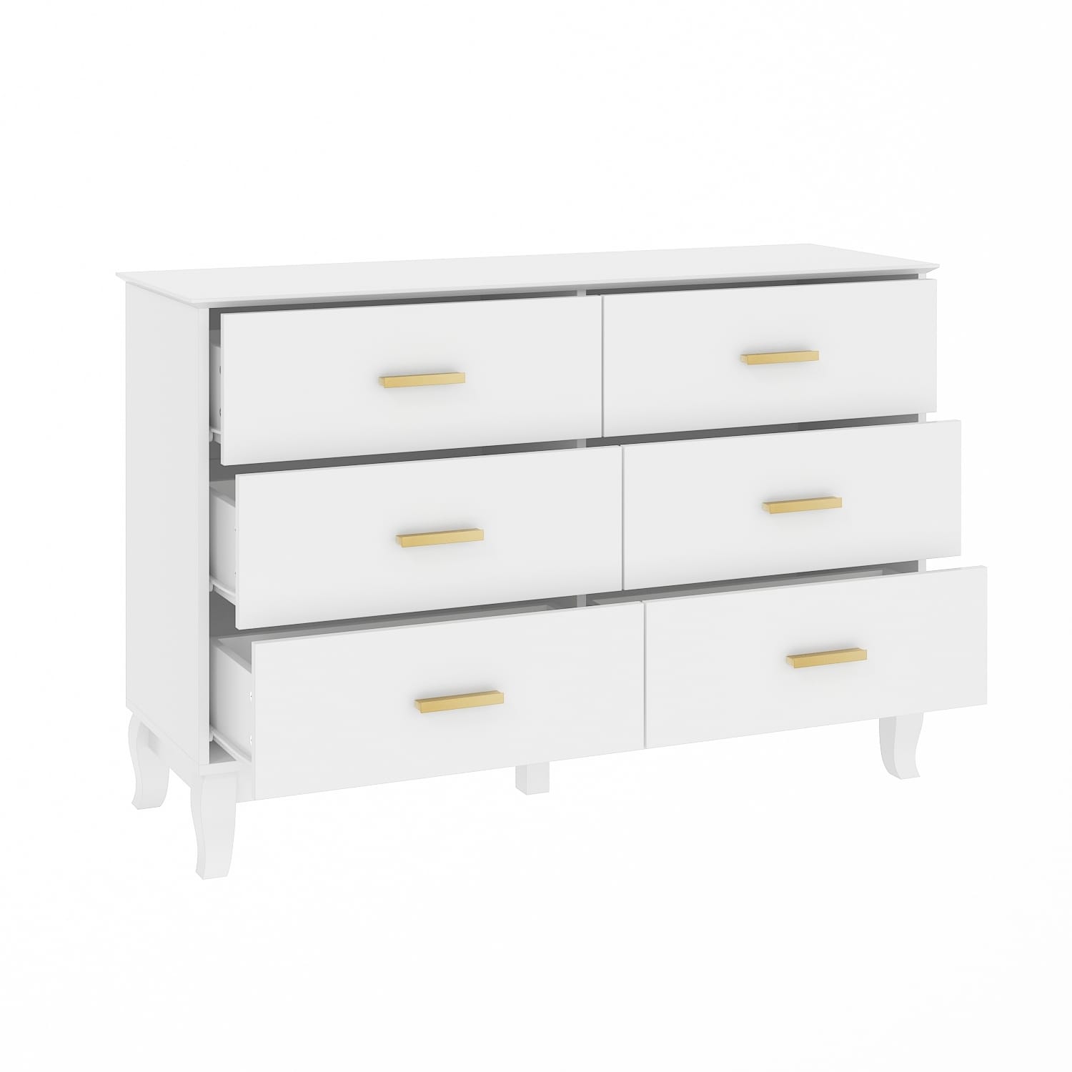 Cassettiera Timechee a 6 cassetti, 47,2'' di larghezza, gambe in legno massello, laccata