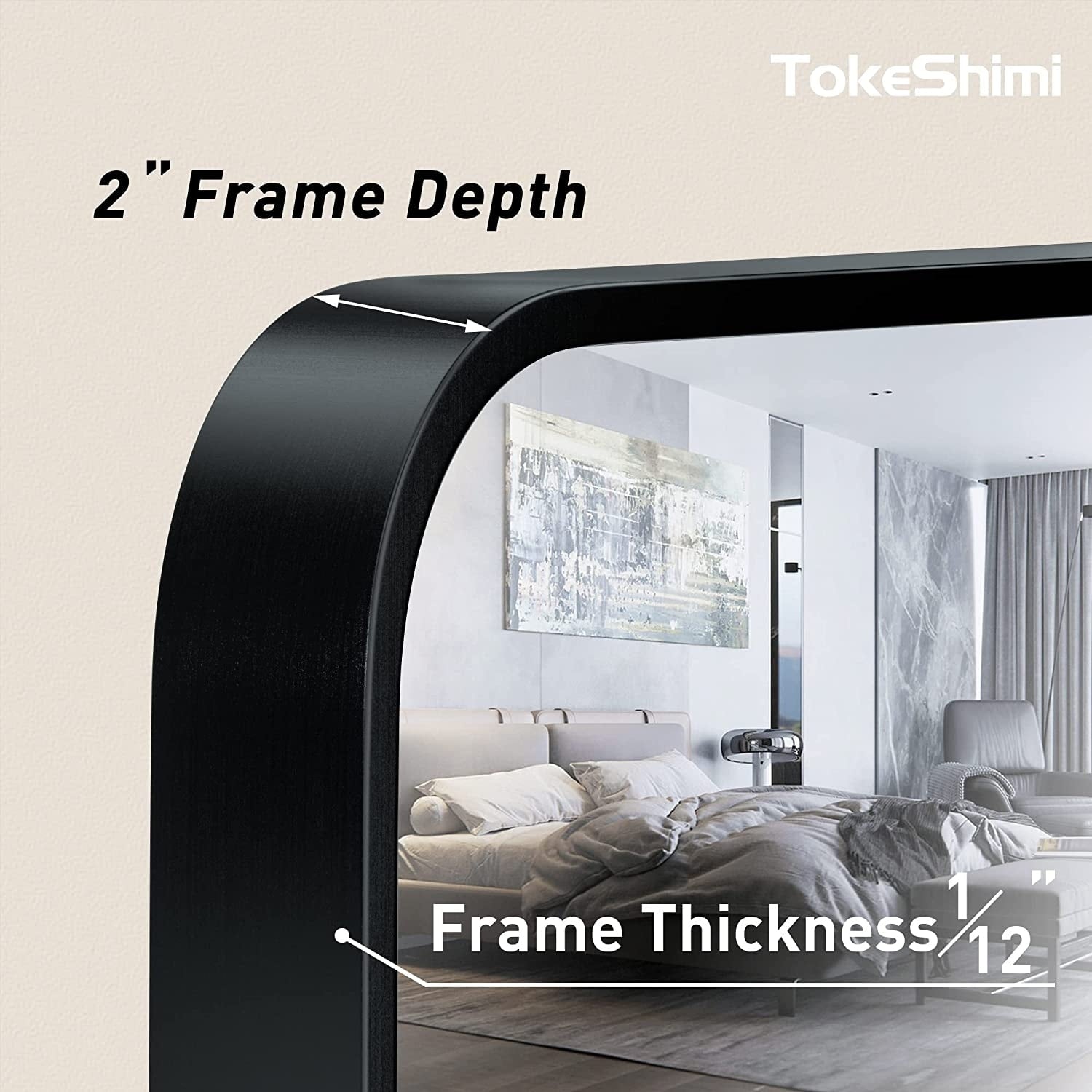 Specchio da parete per bagno moderno con struttura in metallo TokeShimi