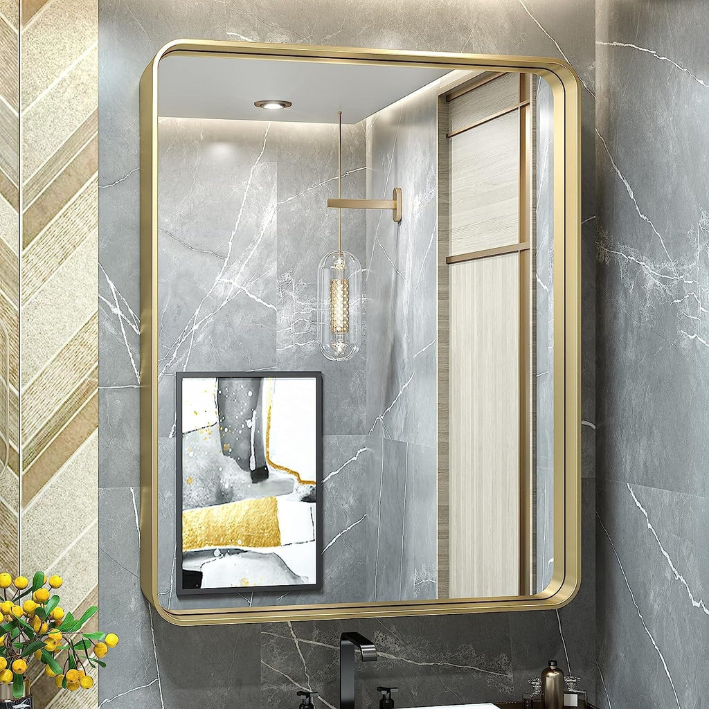Specchio da parete per bagno moderno con struttura in metallo TokeShimi