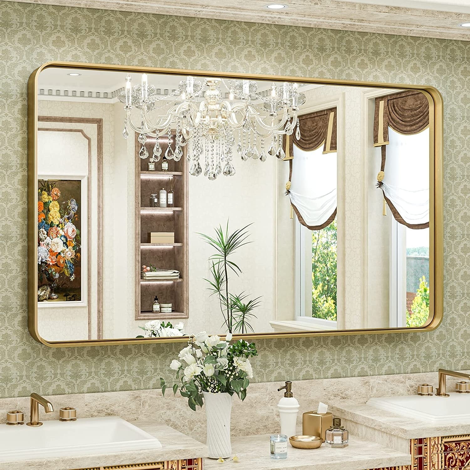 Specchio da parete per bagno moderno con struttura in metallo TokeShimi