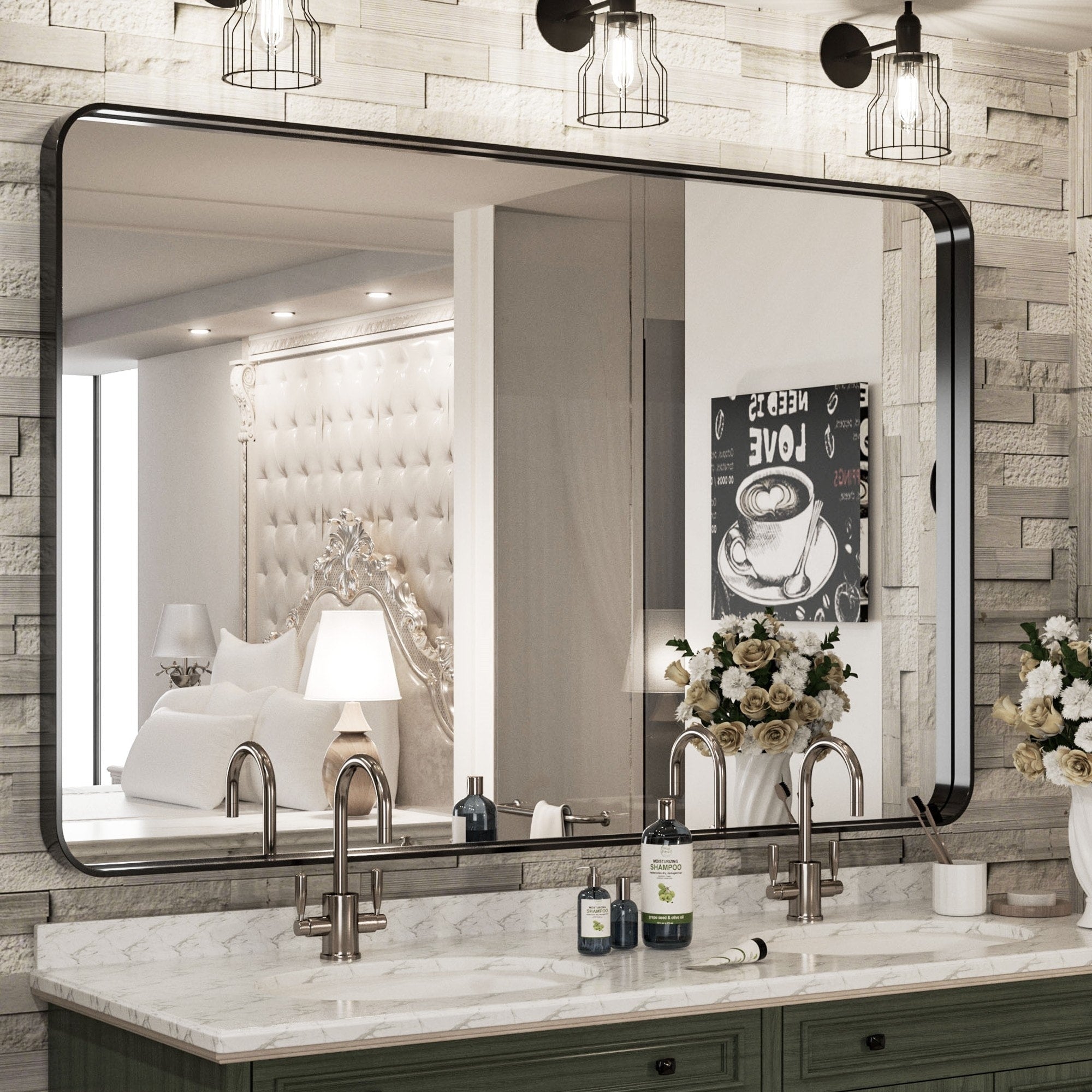 Specchio da parete per bagno moderno con struttura in metallo TokeShimi