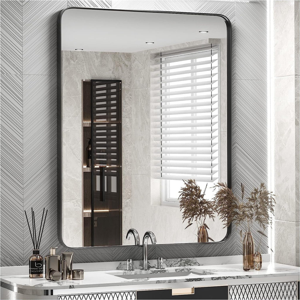 Specchio da parete per bagno moderno con struttura in metallo TokeShimi