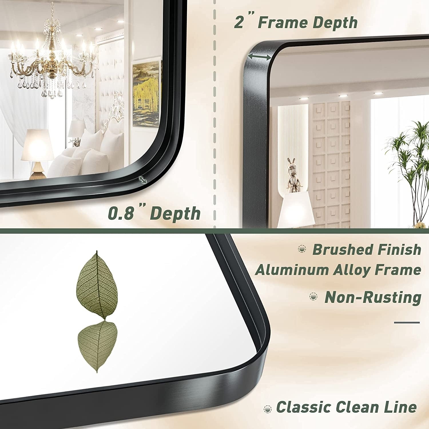 Specchio da parete per bagno moderno con struttura in metallo TokeShimi