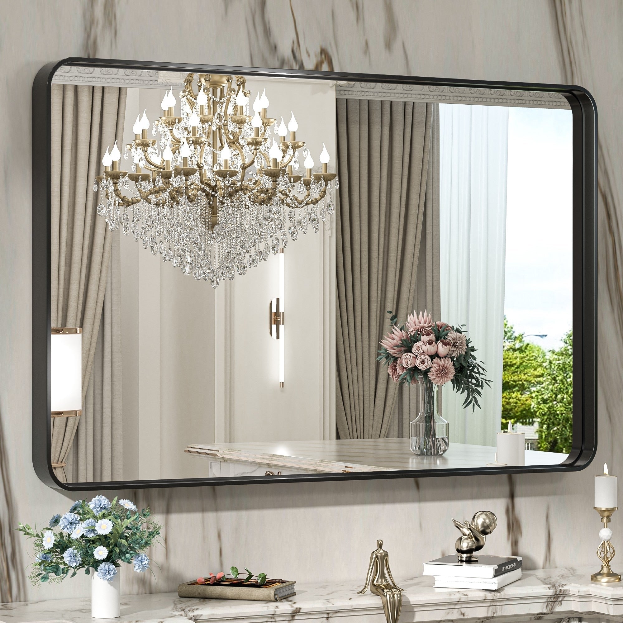 Specchio da parete per bagno moderno con struttura in metallo TokeShimi