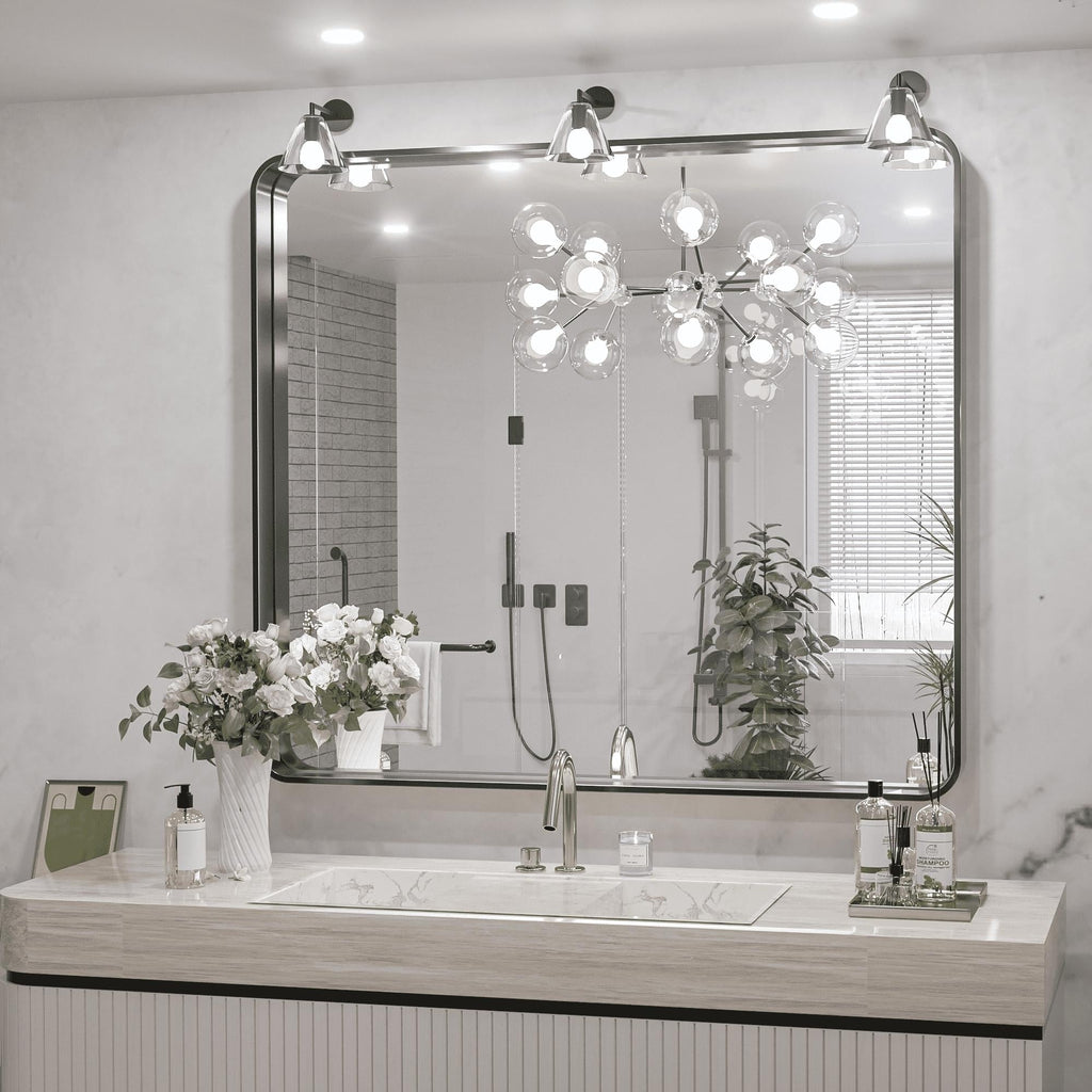 Specchio da parete per bagno moderno con struttura in metallo TokeShimi