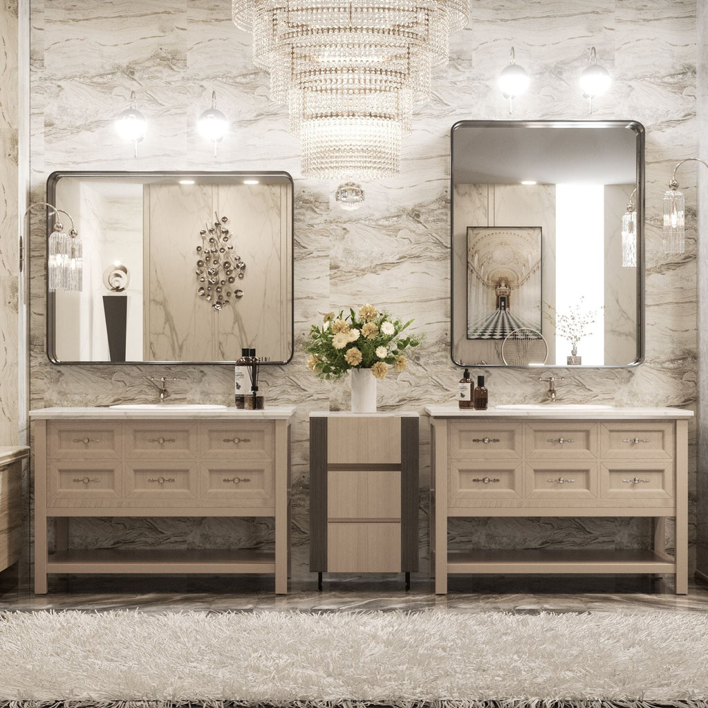 Specchio da parete per bagno moderno con struttura in metallo TokeShimi