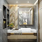 Specchio da parete per bagno moderno con struttura in metallo TokeShimi