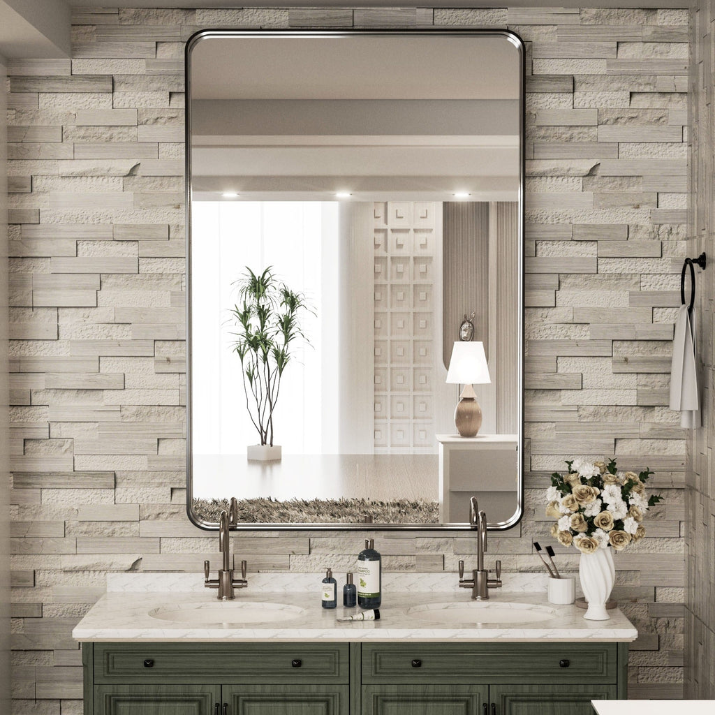 Specchio da parete per bagno moderno con struttura in metallo TokeShimi