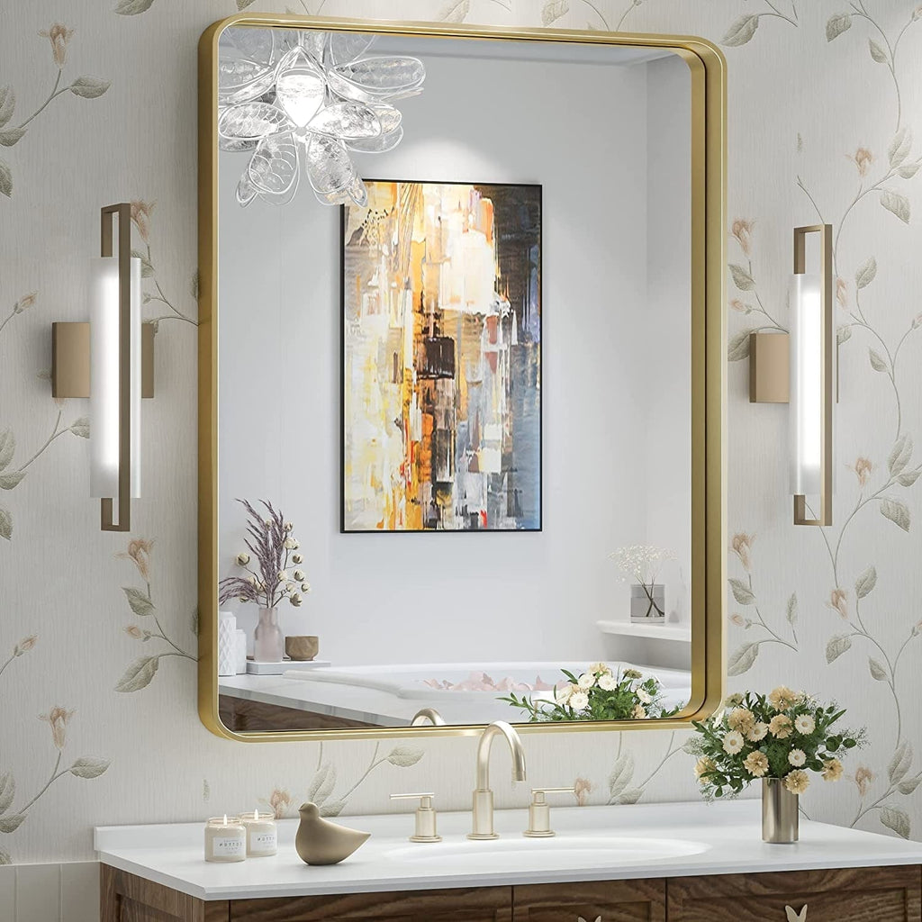 Specchio da parete per bagno moderno con struttura in metallo TokeShimi