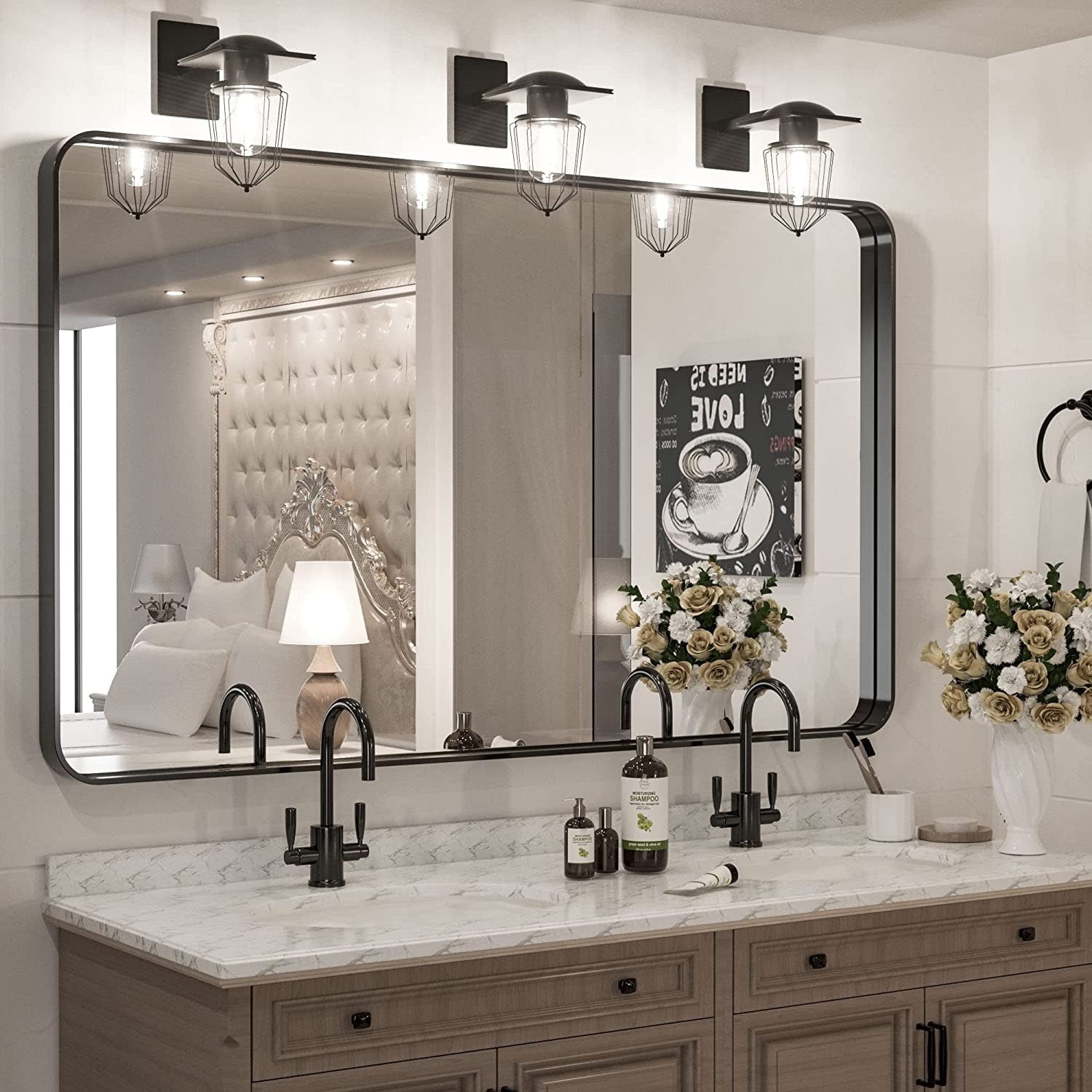Specchio da parete per bagno moderno con struttura in metallo TokeShimi