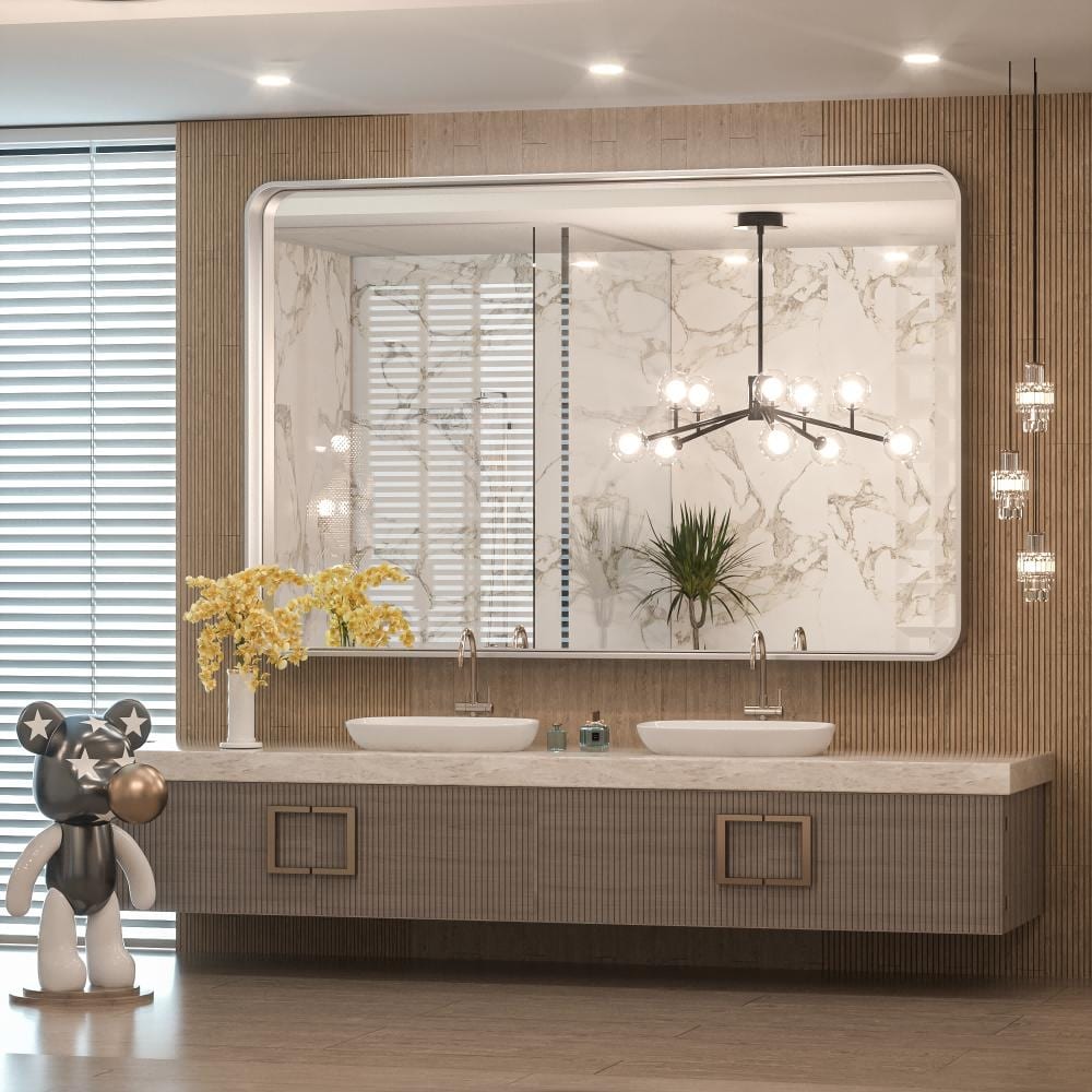 Specchio da parete per bagno moderno con struttura in metallo TokeShimi