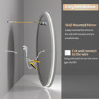 Specchio da bagno unico, grande, retroilluminato a LED, senza sfarfallio