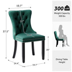 Sedia da pranzo imbottita in velluto trapuntato con gambe in legno massello, set da 6