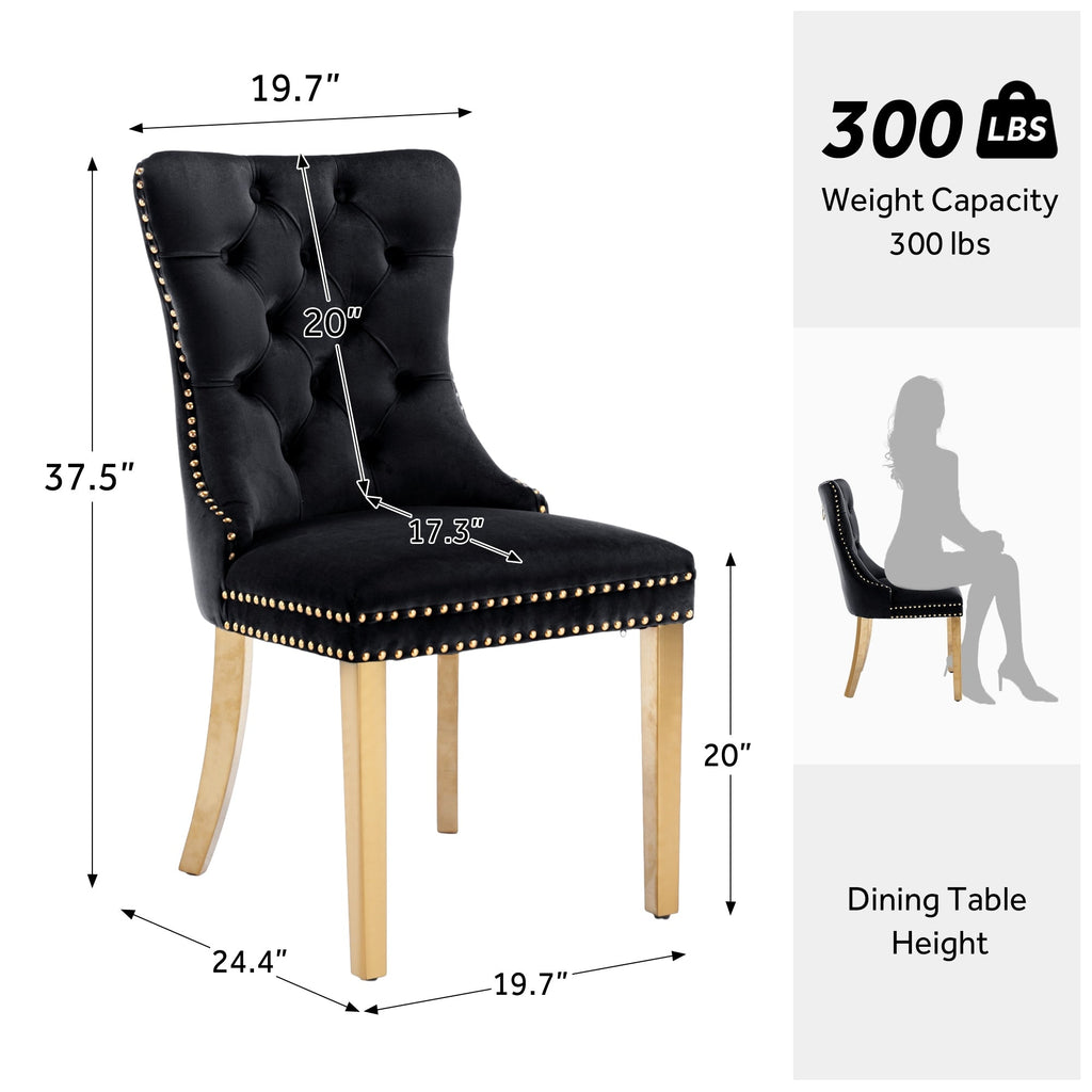 Sedia da pranzo imbottita in velluto trapuntato con gambe in legno massello, set da 6