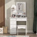 Set da toeletta con specchio e lampada, tavolo da trucco per la casa con sgabello
