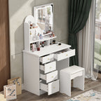 Set da toeletta con specchio e lampada, tavolo da trucco per la casa con sgabello
