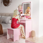 Set da toeletta con specchio e lampada, tavolo da trucco per la casa con sgabello
