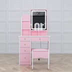 Set da toeletta con specchio e lampada, tavolo da trucco per la casa con sgabello