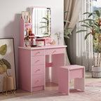 Set da toeletta con specchio e lampada, tavolo da trucco per la casa con sgabello