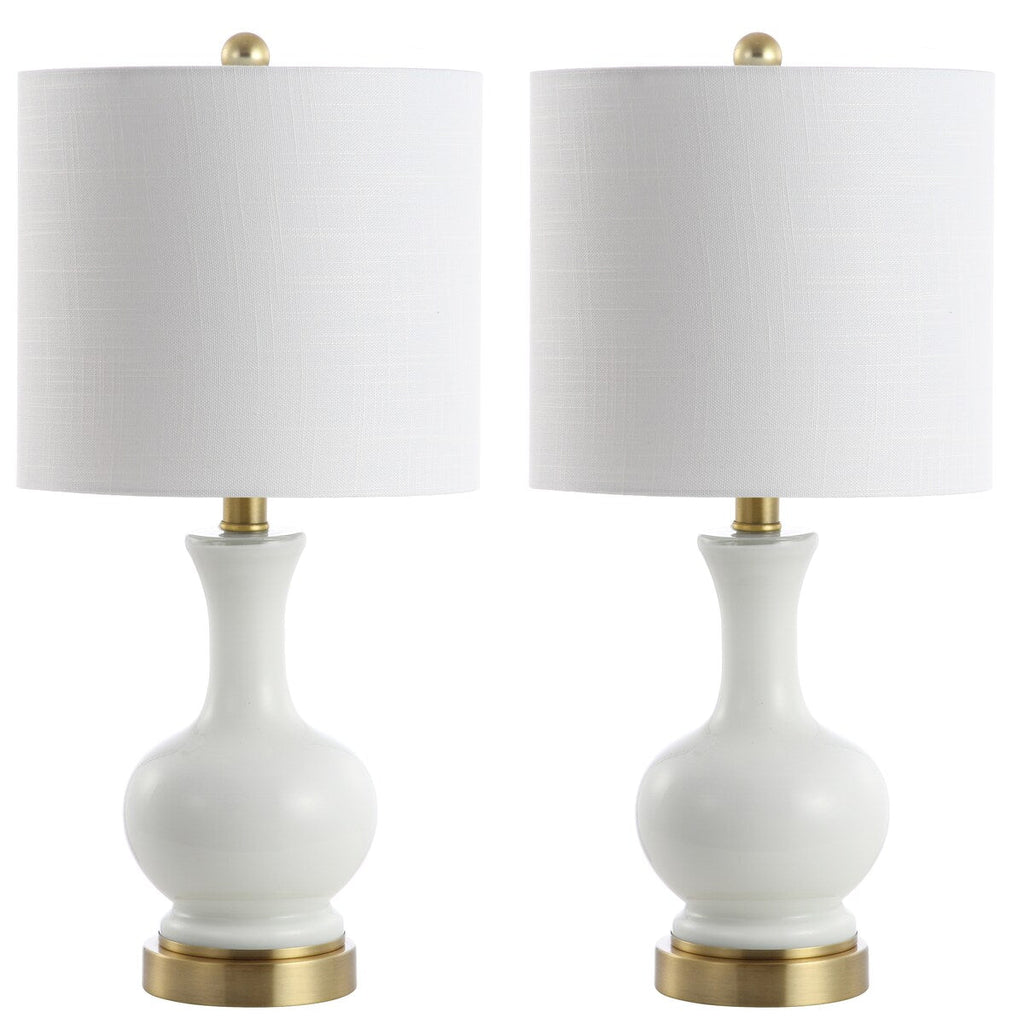 Lampada da tavolo a LED in vetro/metallo Vermont 22, bianca (set da 2) di JONATHAN Y