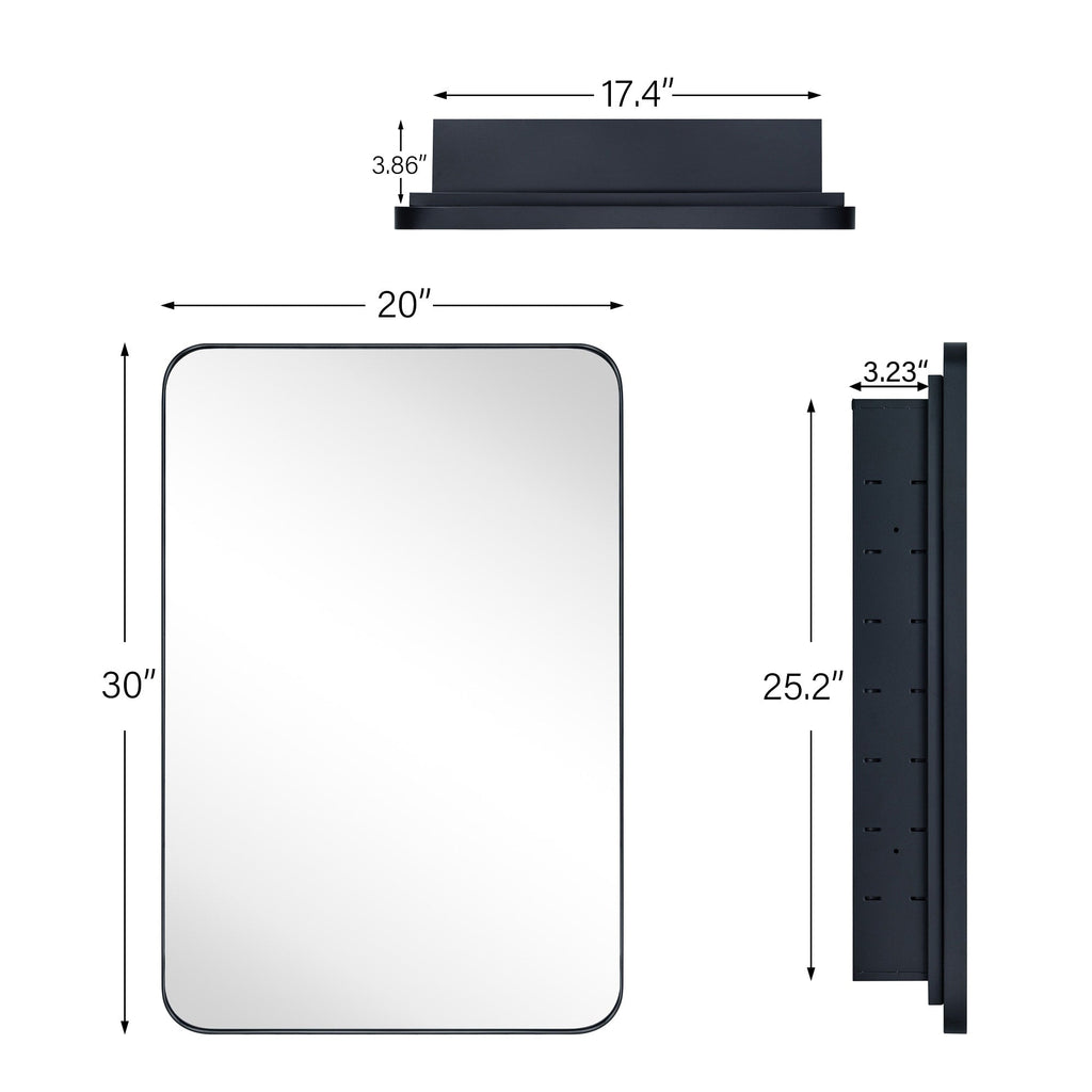 Mobiletto porta medicinali con cornice incassata TEHOME WH, specchio e ripiani regolabili