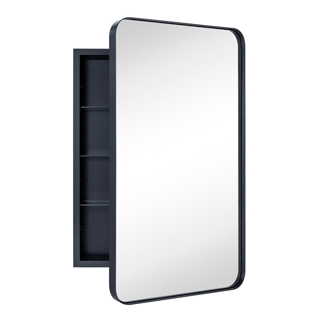 Mobiletto porta medicinali con cornice incassata TEHOME WH, specchio e ripiani regolabili