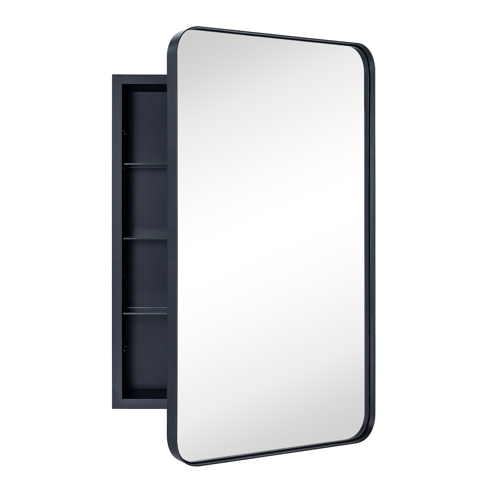 Mobiletto porta medicinali con cornice incassata TEHOME WH, specchio e ripiani regolabili