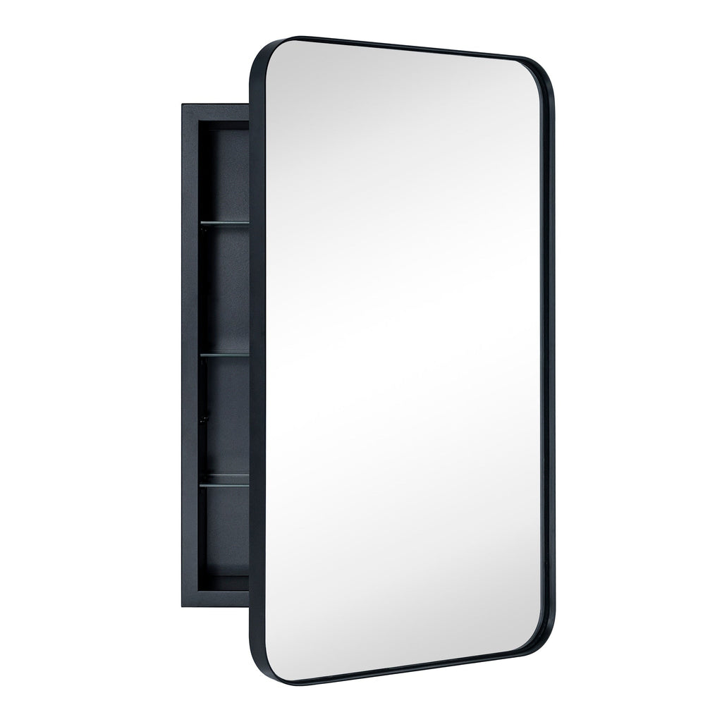 Mobiletto porta medicinali con cornice incassata TEHOME WH, specchio e ripiani regolabili