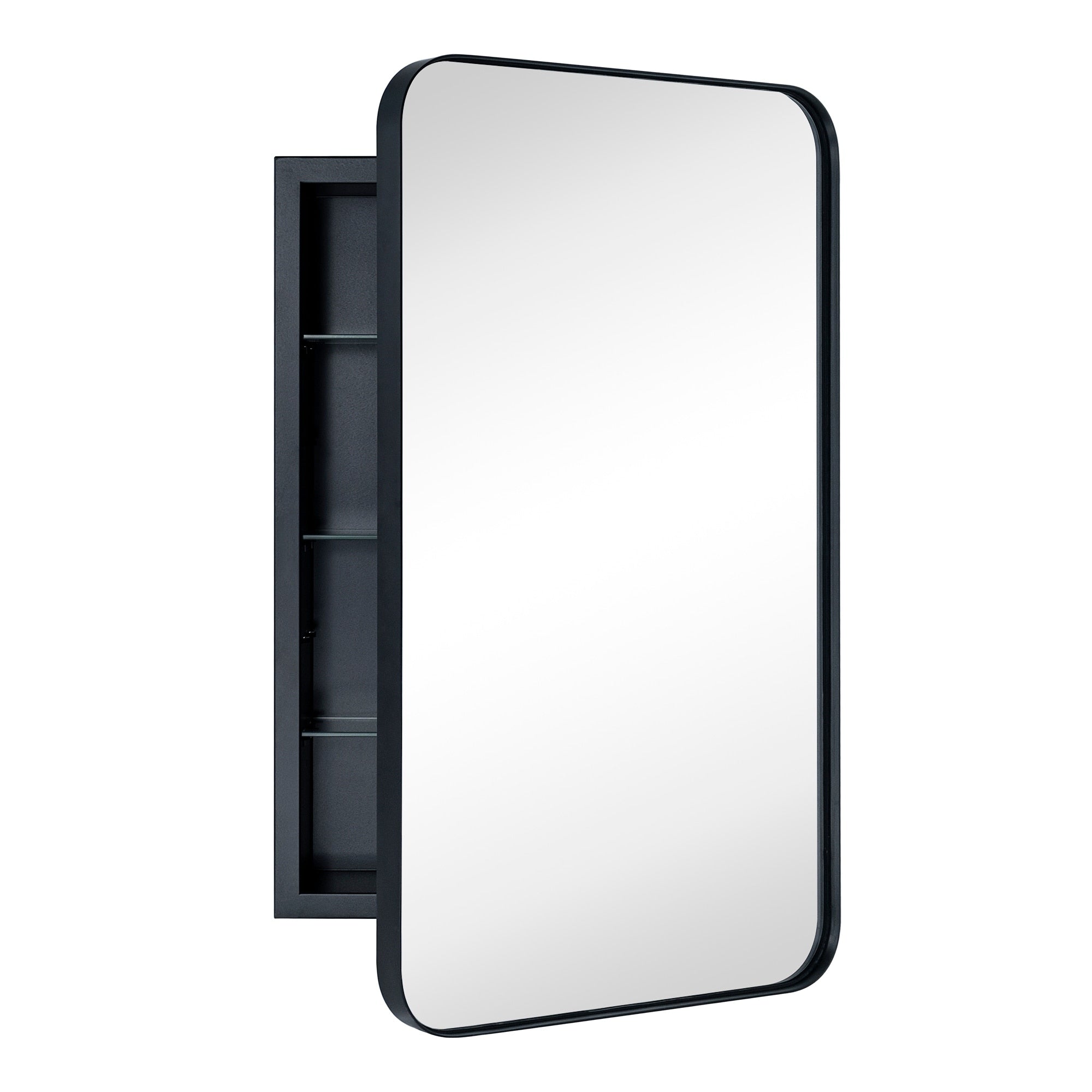 Mobiletto porta medicinali con cornice incassata TEHOME WH, specchio e ripiani regolabili