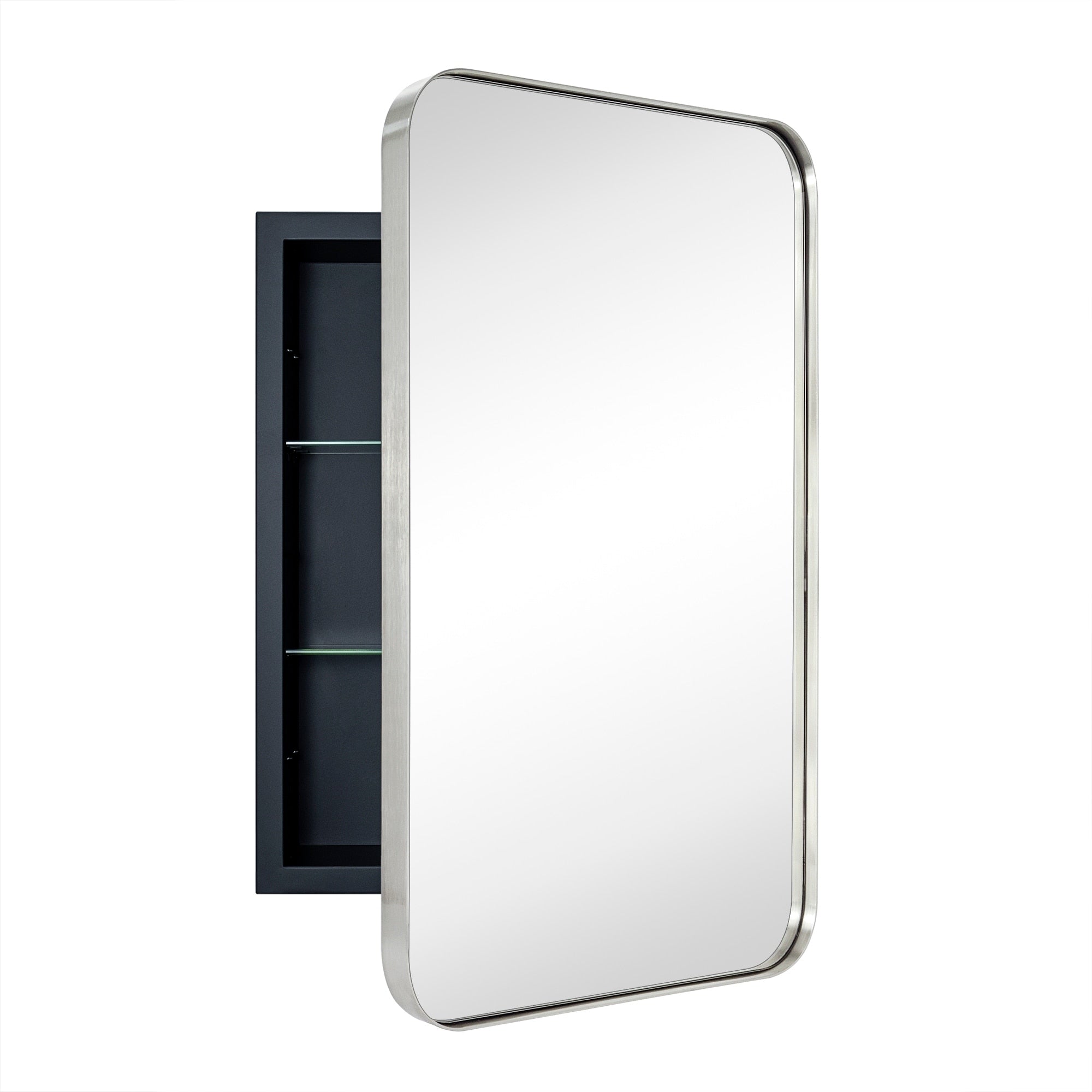 Mobiletto porta medicinali con cornice incassata TEHOME WH, specchio e ripiani regolabili