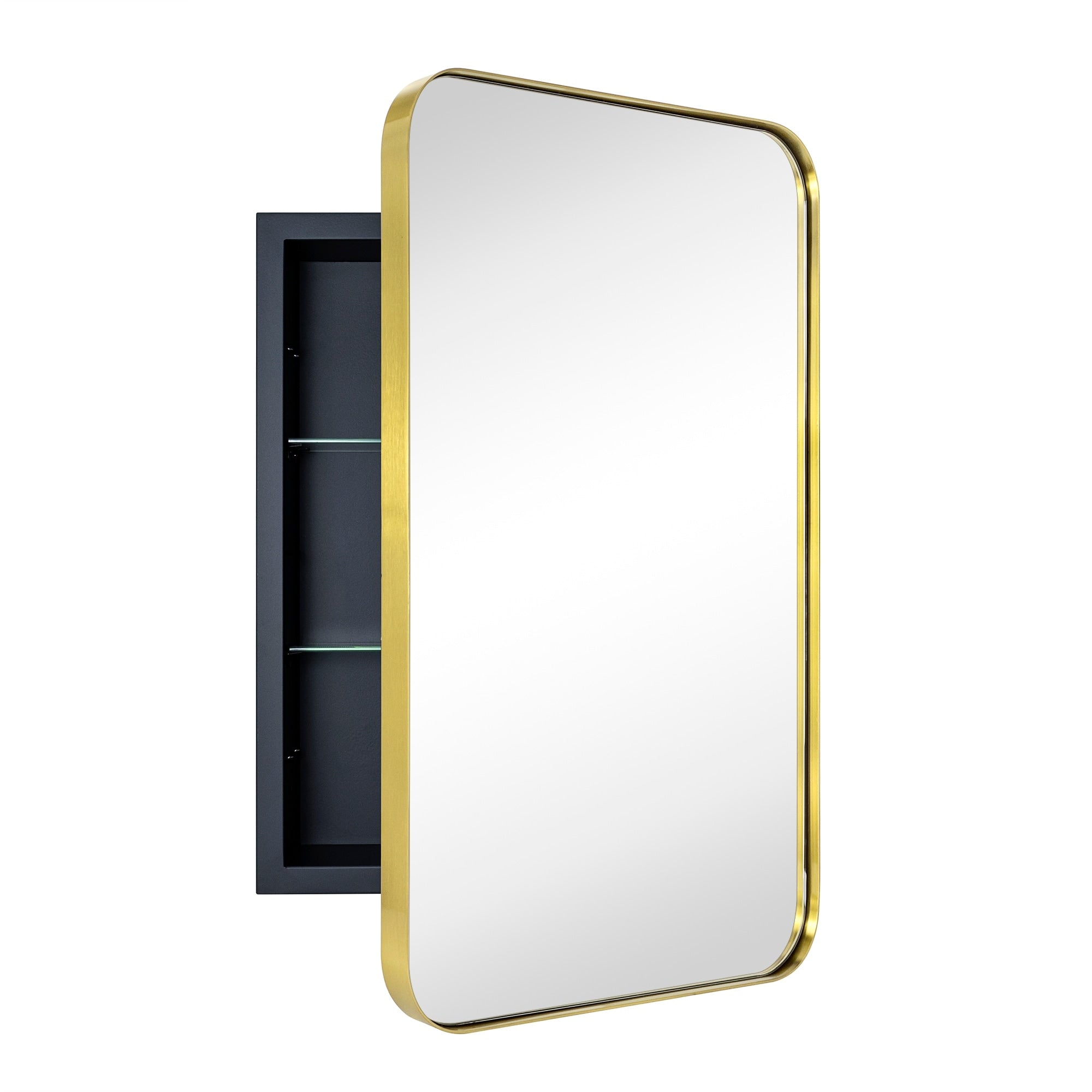 Mobiletto porta medicinali con cornice incassata TEHOME WH, specchio e ripiani regolabili