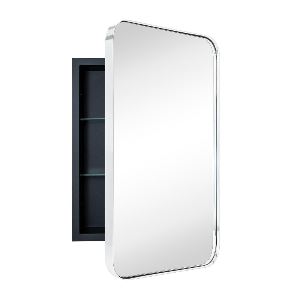 Mobiletto porta medicinali con cornice incassata TEHOME WH, specchio e ripiani regolabili