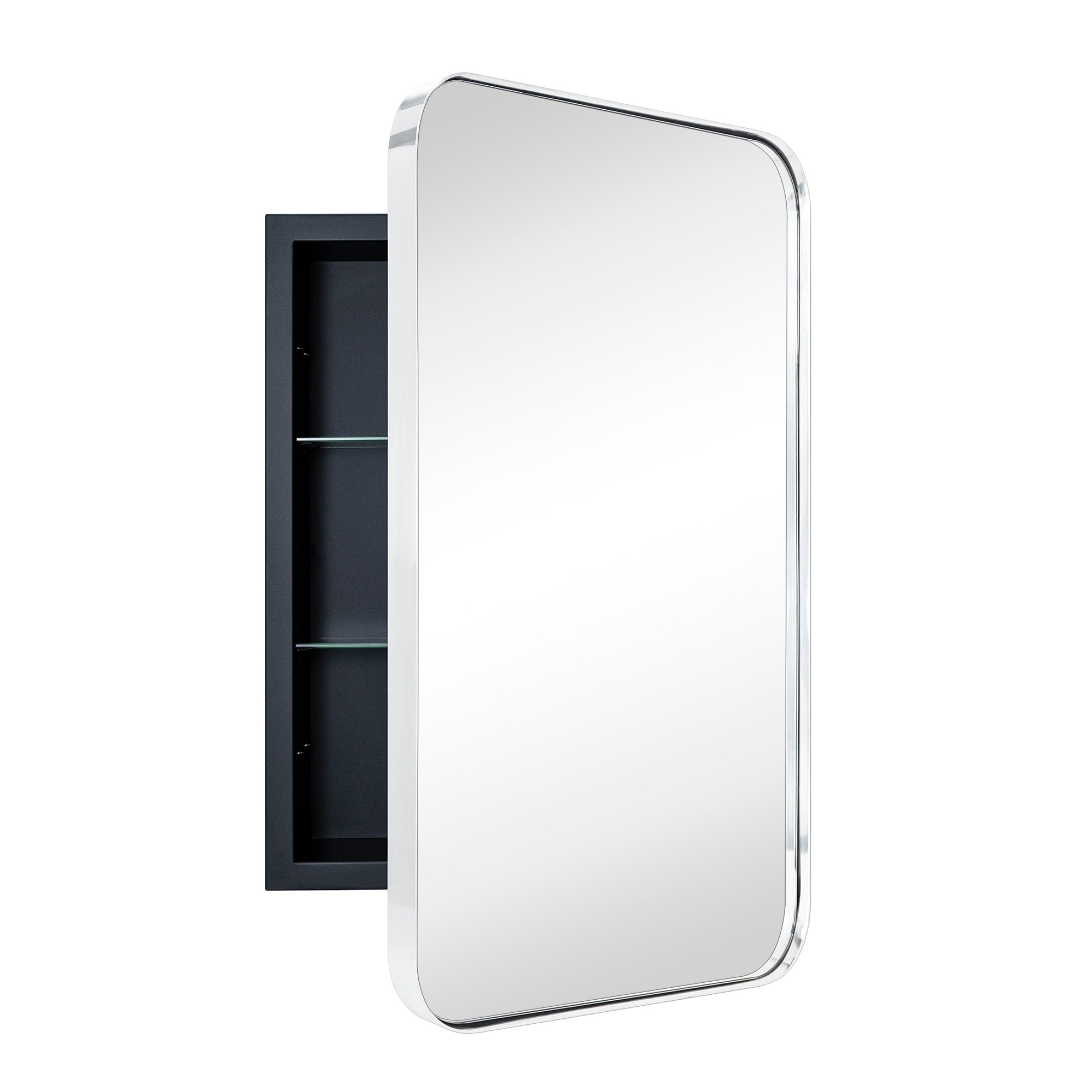 Mobiletto porta medicinali con cornice incassata TEHOME WH, specchio e ripiani regolabili
