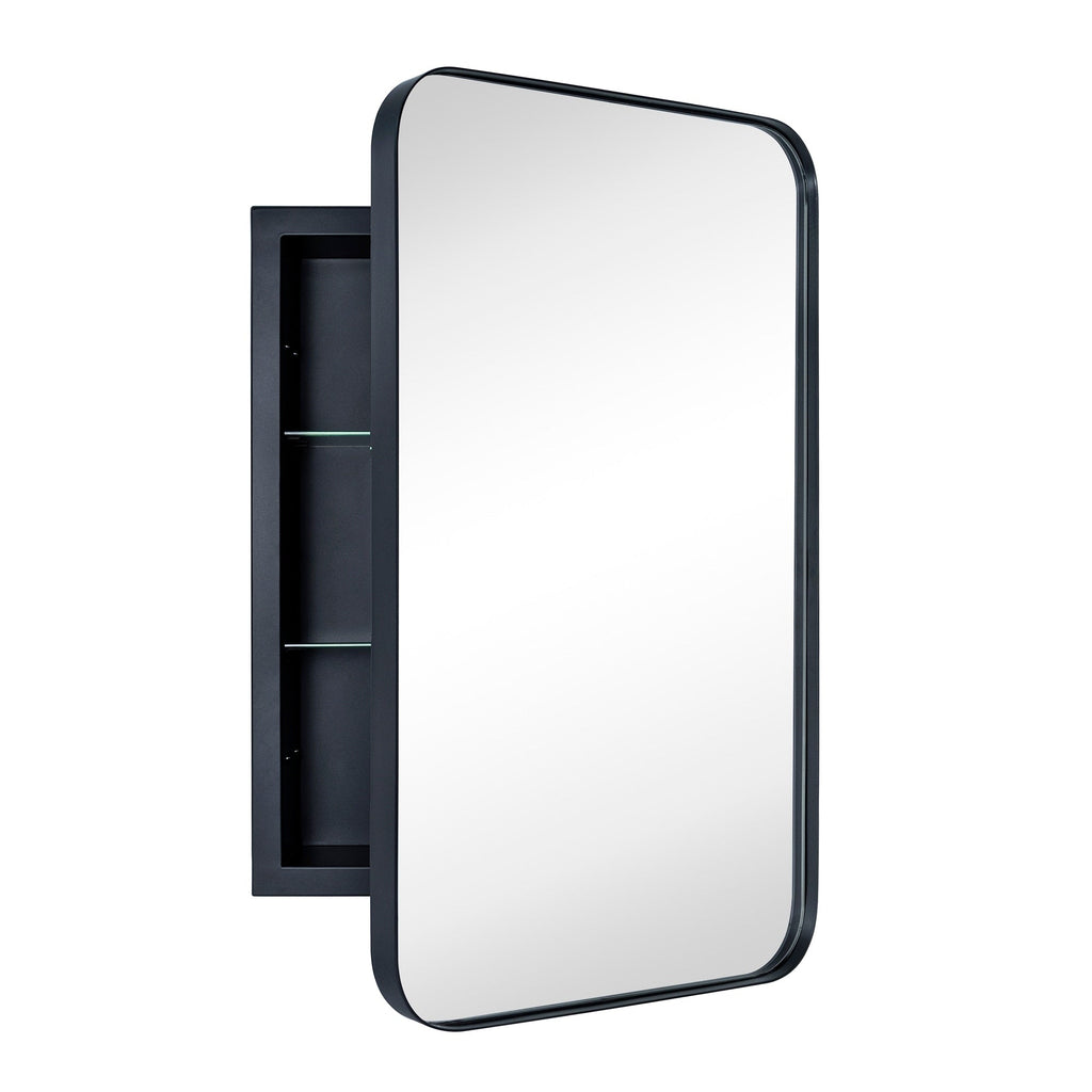 Mobiletto porta medicinali con cornice incassata TEHOME WH, specchio e ripiani regolabili