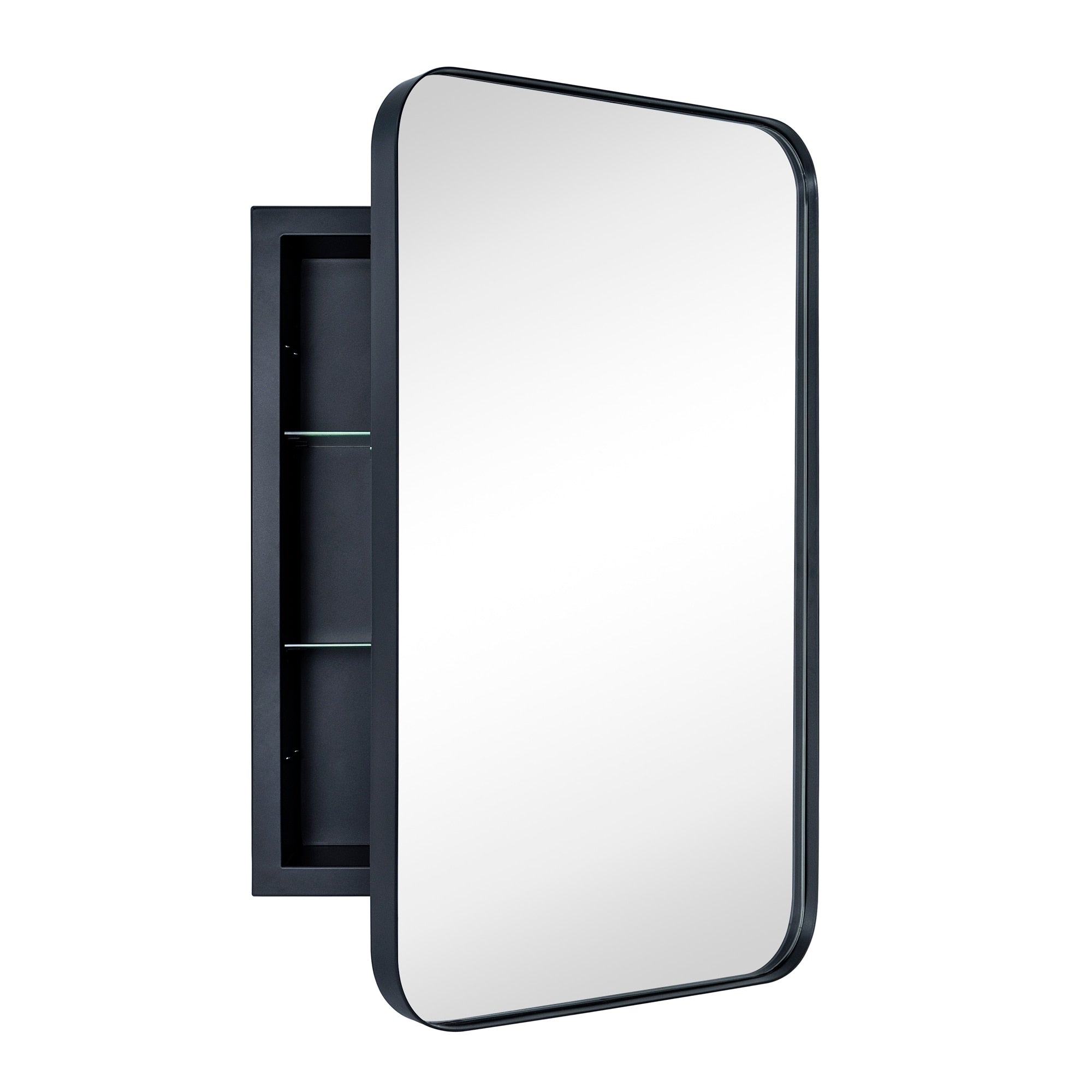 Mobiletto porta medicinali con cornice incassata TEHOME WH, specchio e ripiani regolabili